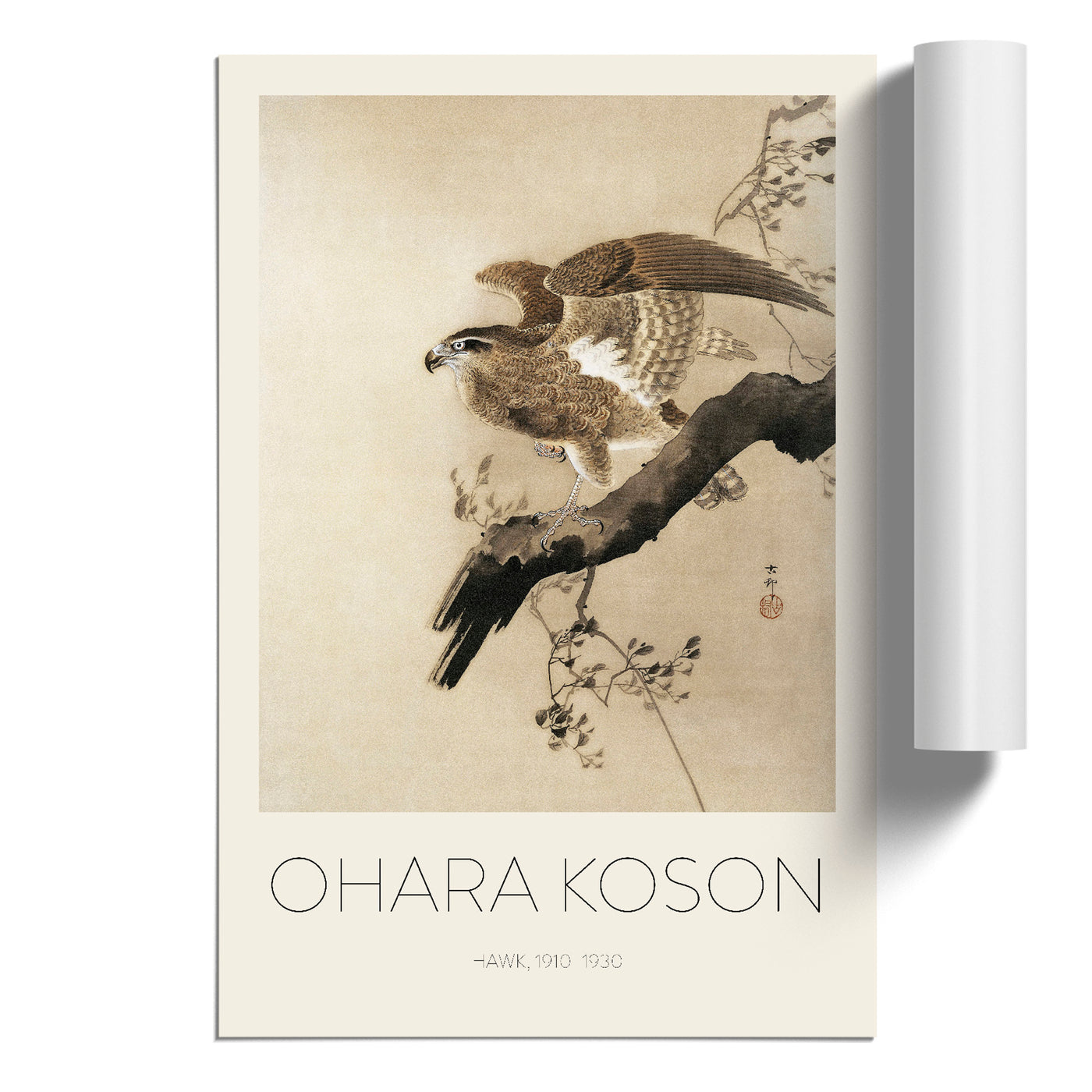 Hawk Print By Ohara Koson