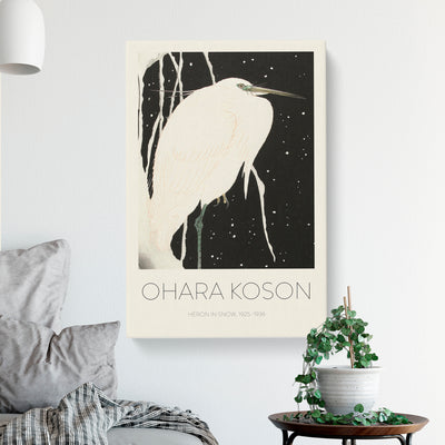 Heron In The Snow Print By Ohara Koson