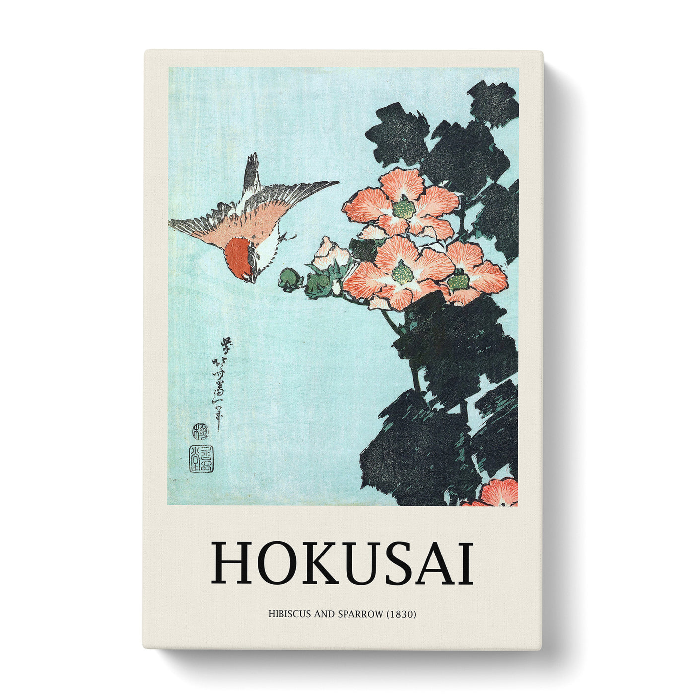 Hibiscus And Sparrow Print By Katsushika Hokusai Canvas Print Main Image