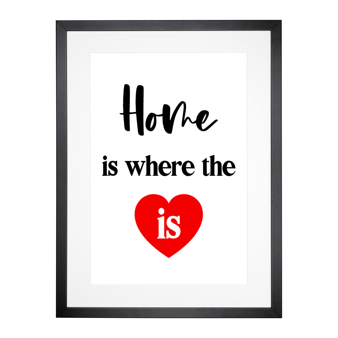 Home Is Where The Heart Is Typography Framed Print Main Image