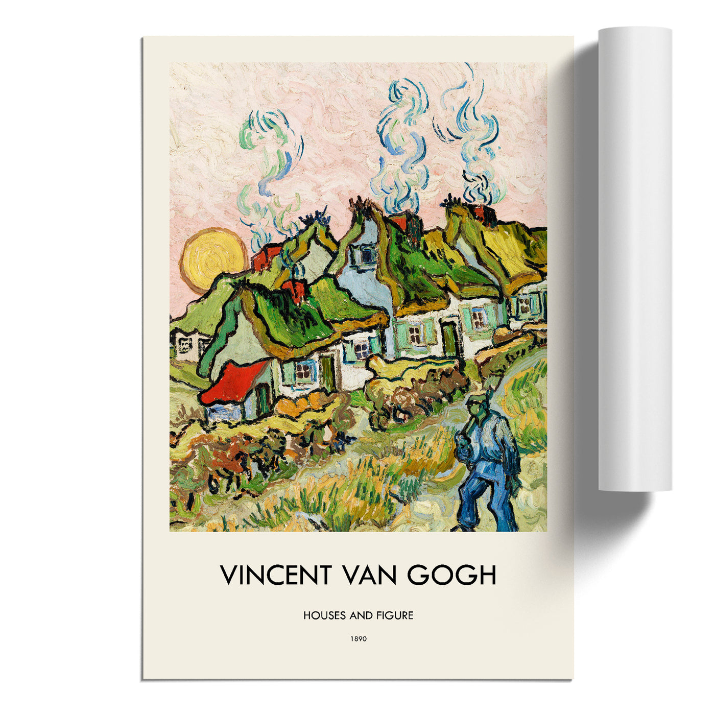 Houses And Figure Print By Vincent Van Gogh