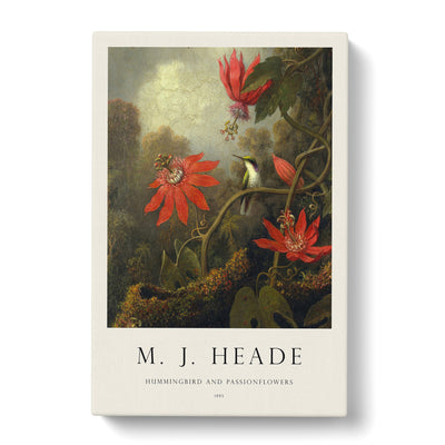 Hummingbird And Flowers Print By Martin Johnson Heade Canvas Print Main Image