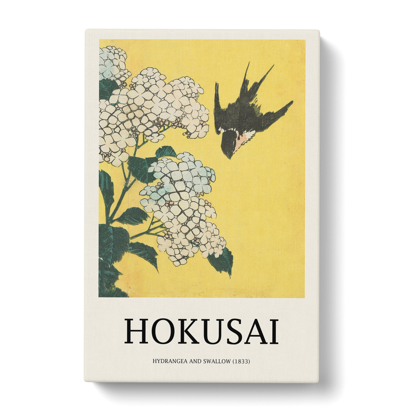 Hydrangeas And Swallow Print By Katsushika Hokusai Canvas Print Main Image