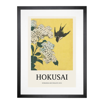 Hydrangeas And Swallow Print By Katsushika Hokusai Framed Print Main Image