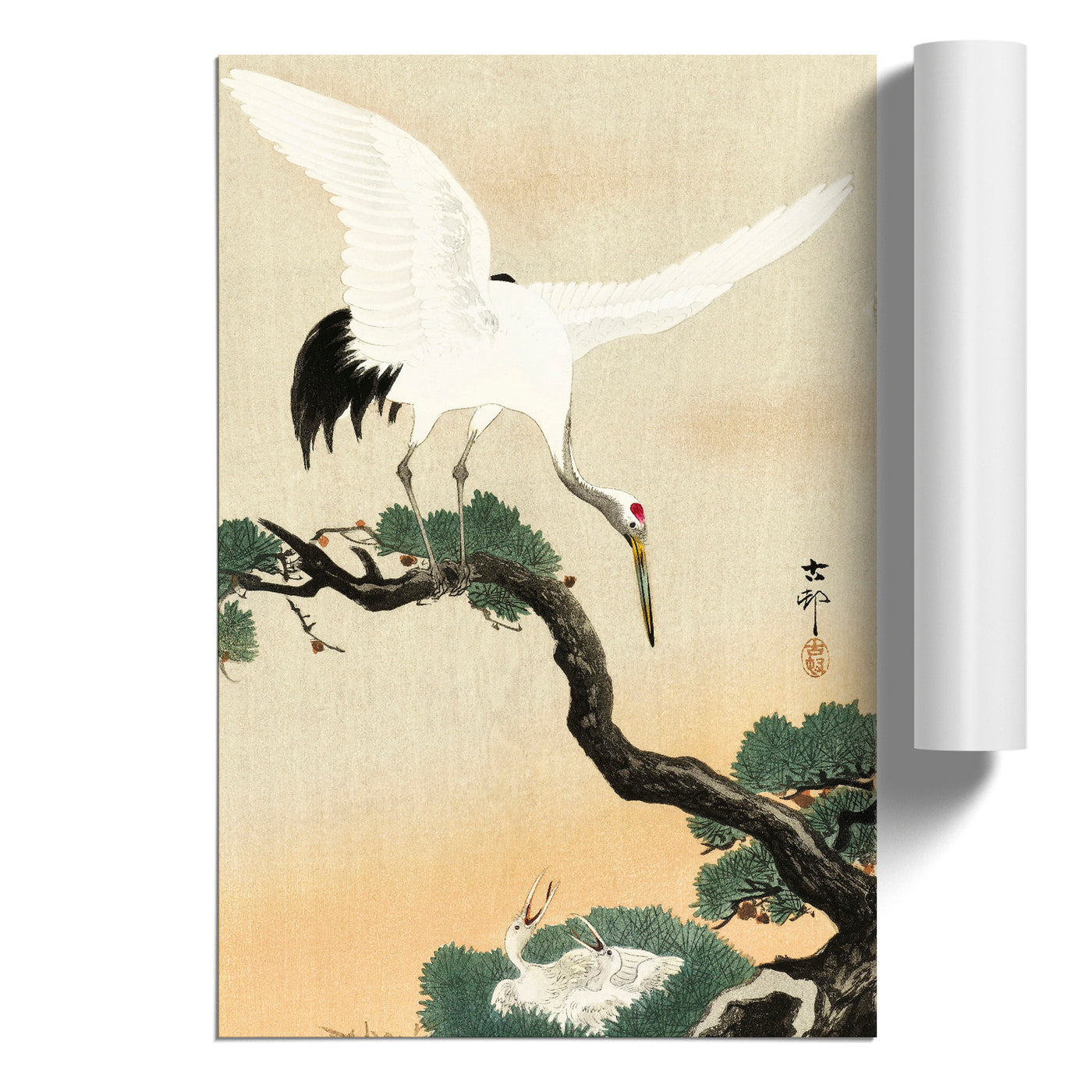 Japanese Crane Birds By Ohara Koson
