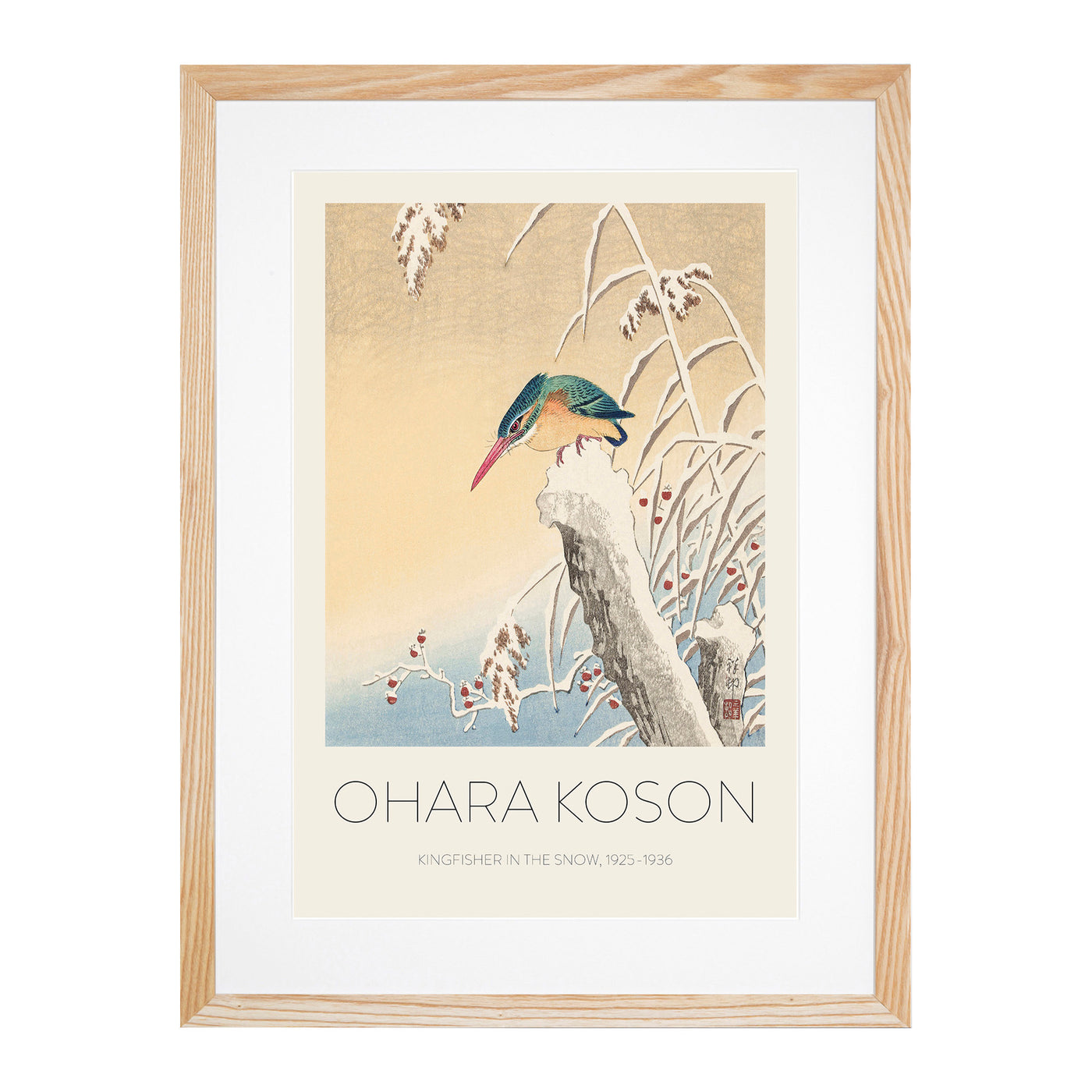 Kingfisher In The Snow Print By Ohara Koson