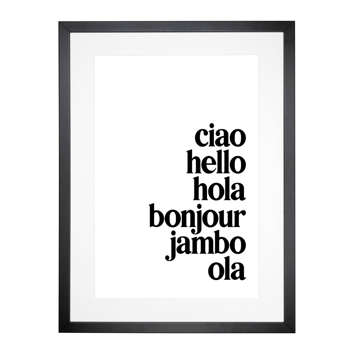 Language Of Hello Typography Framed Print Main Image