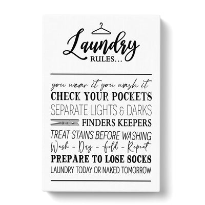 Laundry Rules Typography Canvas Print Main Image