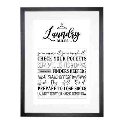Laundry Rules Typography Framed Print Main Image