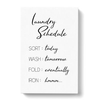 Laundry Schedule Typography Canvas Print Main Image