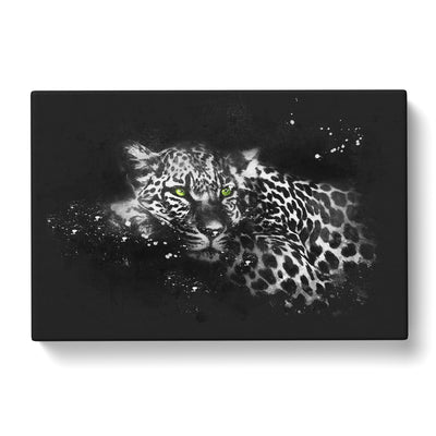 Leopard With Green Eyes High Paint Splash Canvas Print Main Image