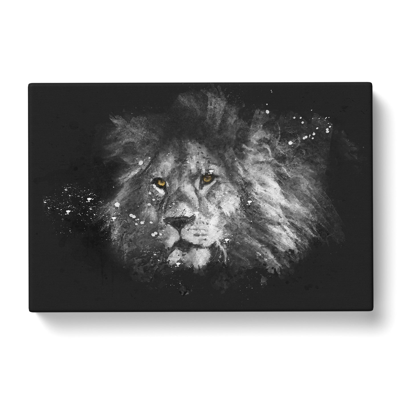 Lion With Piercing Eyes Paint Splash Canvas Print Main Image