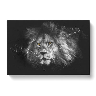 Lion With Piercing Eyes Paint Splash Canvas Print Main Image