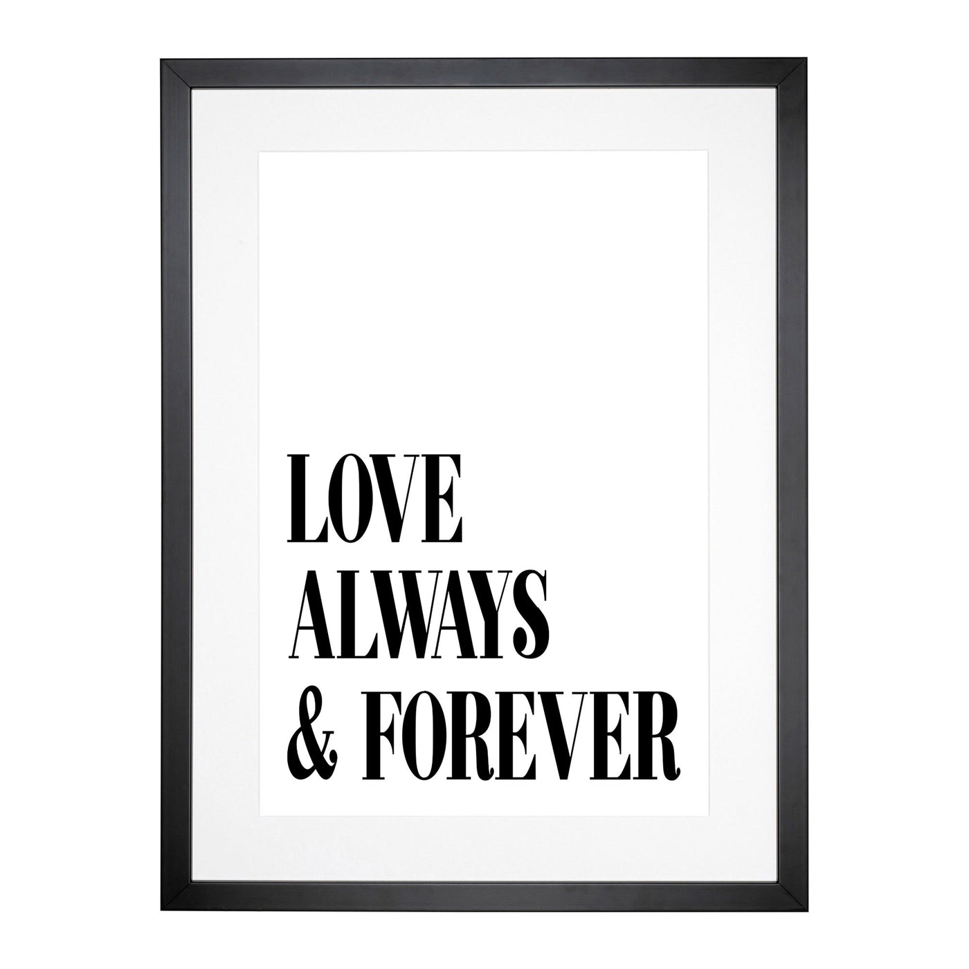 Love Always And Forever Typography Framed Print Main Image