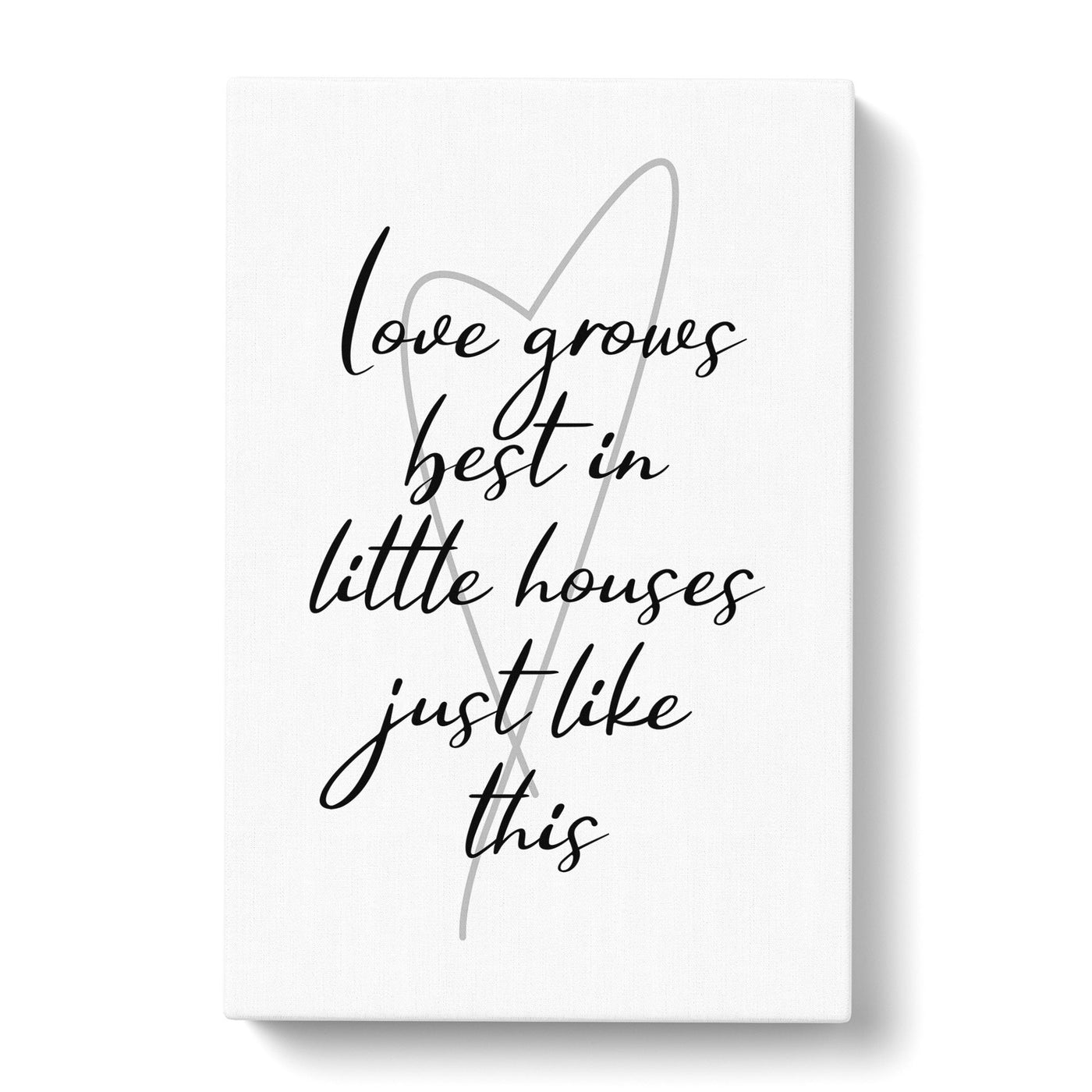 Love Grows Best In Little Houses Just Like This Typography Canvas Print Main Image