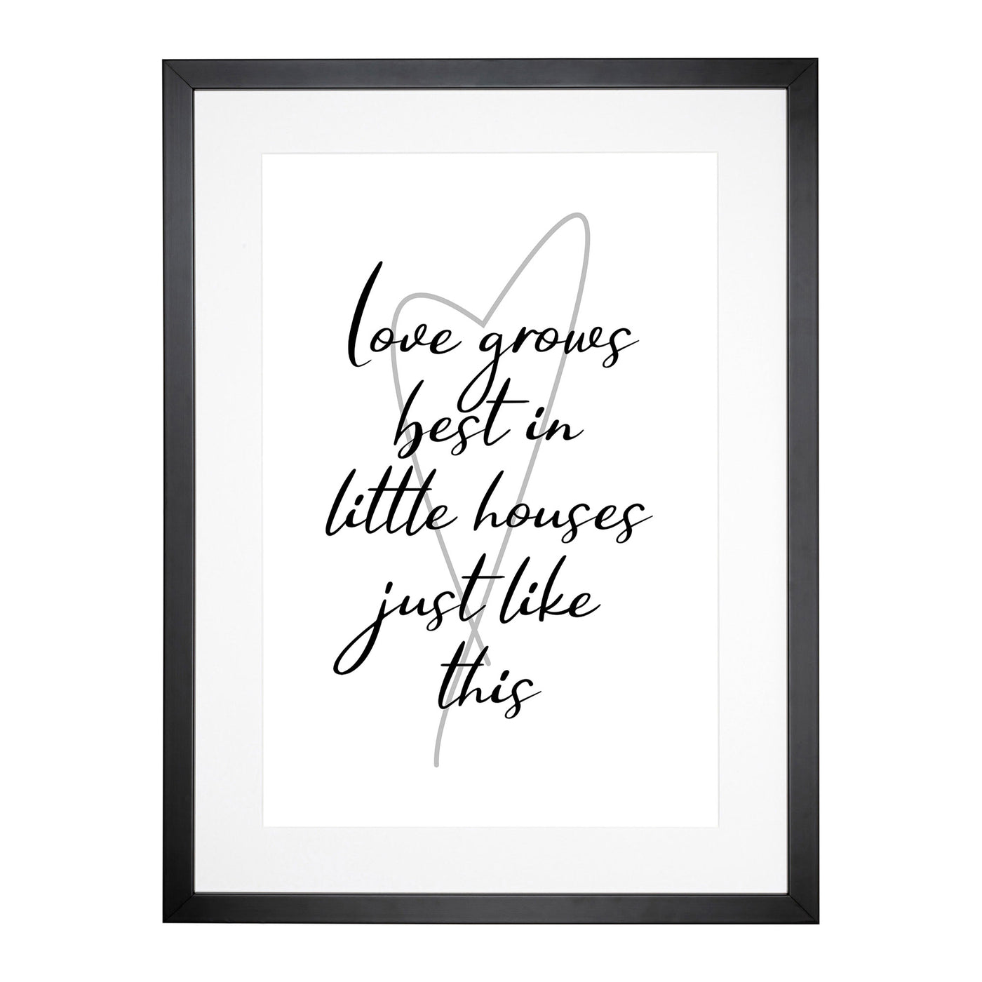 Love Grows Best In Little Houses Just Like This Typography Framed Print Main Image