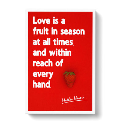 Love Is A Fruit Typography Canvas Print Main Image