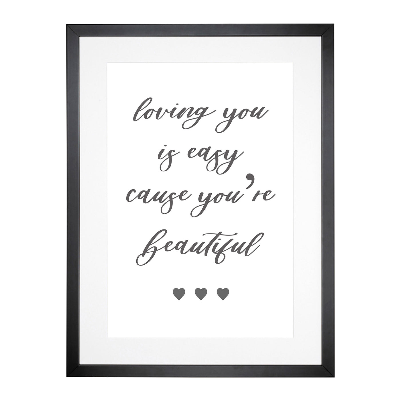 Loving You Is Easy Typography Framed Print Main Image