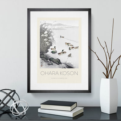 Mallard Ducks In The Water Print By Ohara Koson