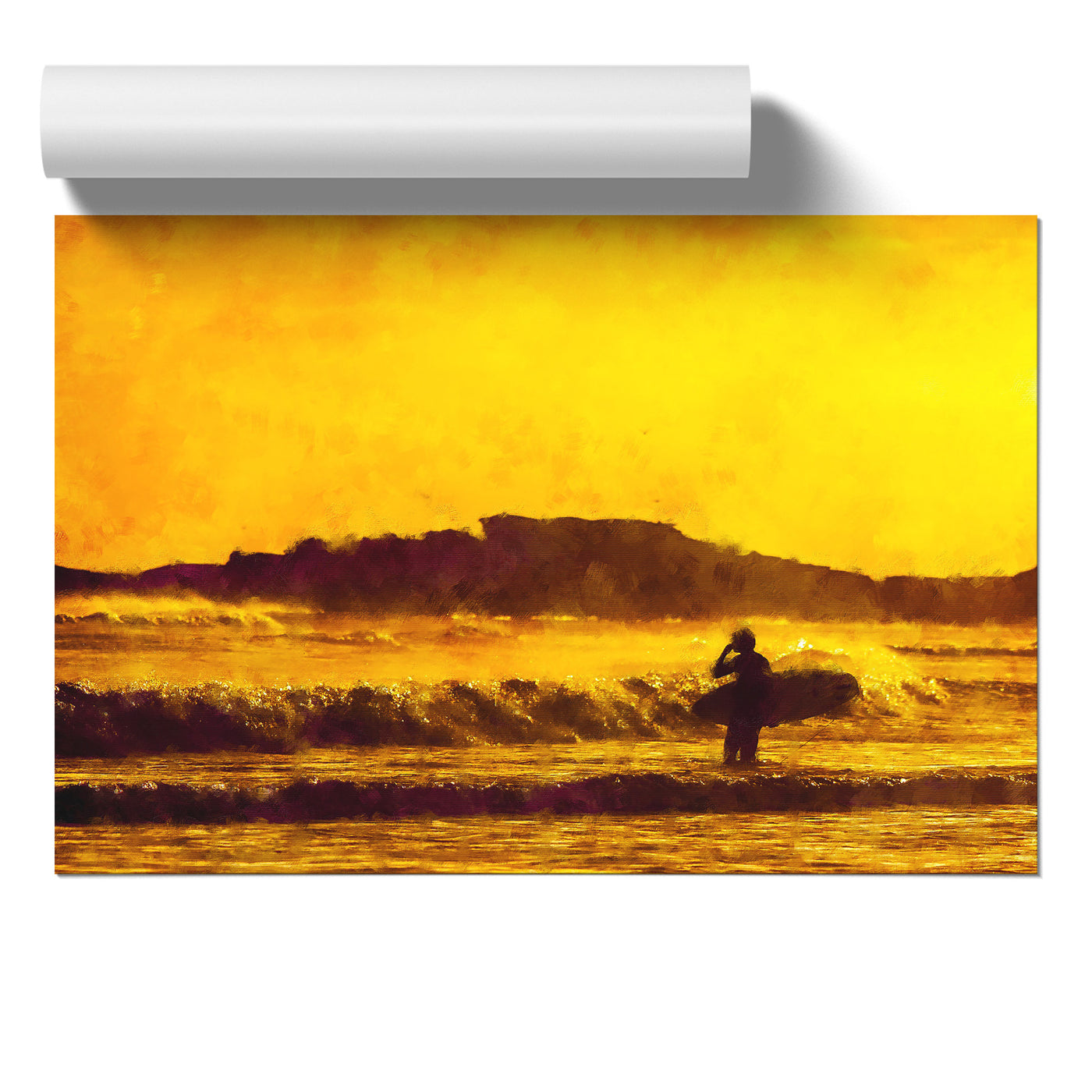 Man Surfing At Sunset