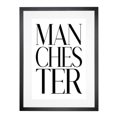 Manchester Typography Framed Print Main Image