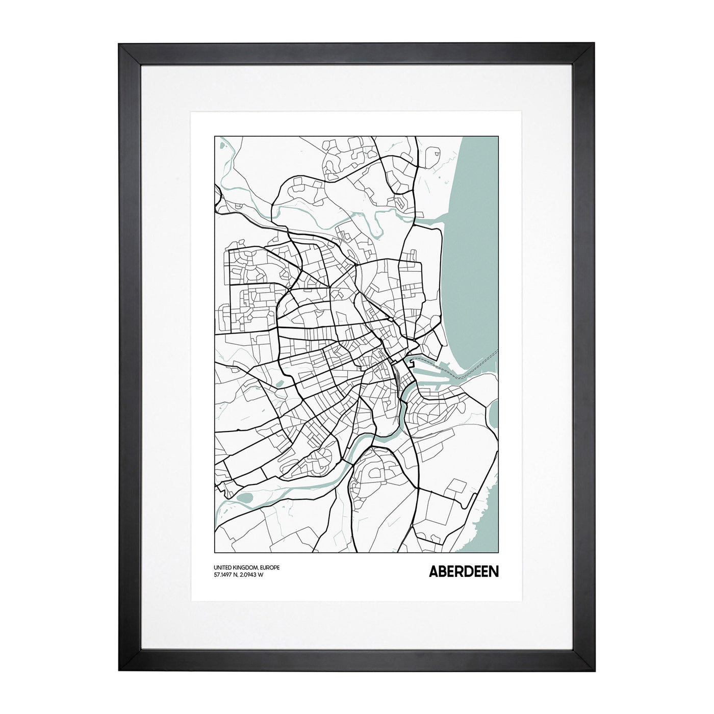 Map Aberdeen Uk Framed Print Main Image