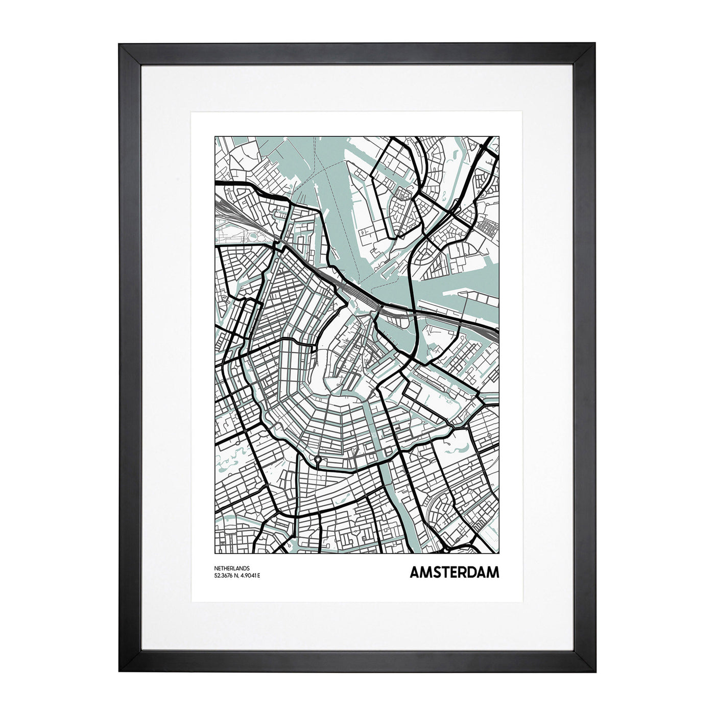 Map Amsterdam Netherlands Framed Print Main Image