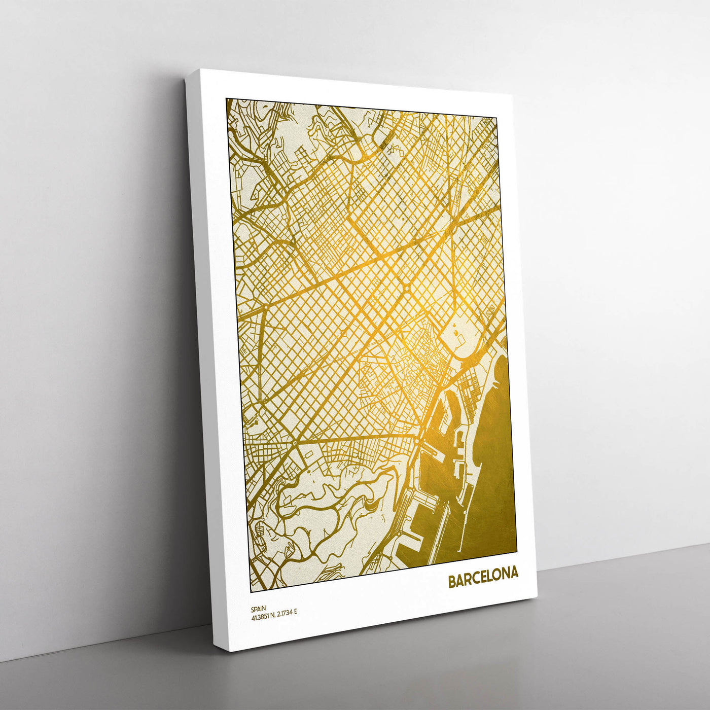 Map Barcelona Spain Gold Plate