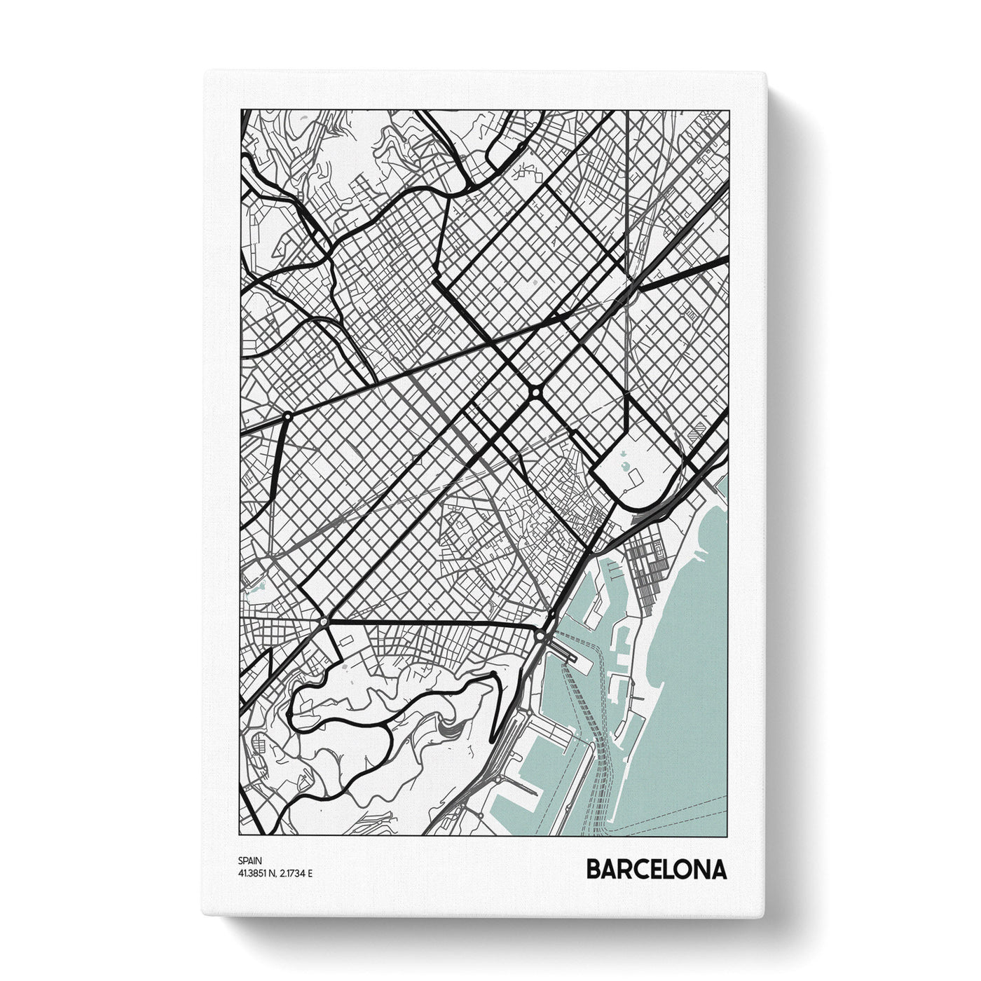 Map Barcelona Spain Canvas Print Main Image