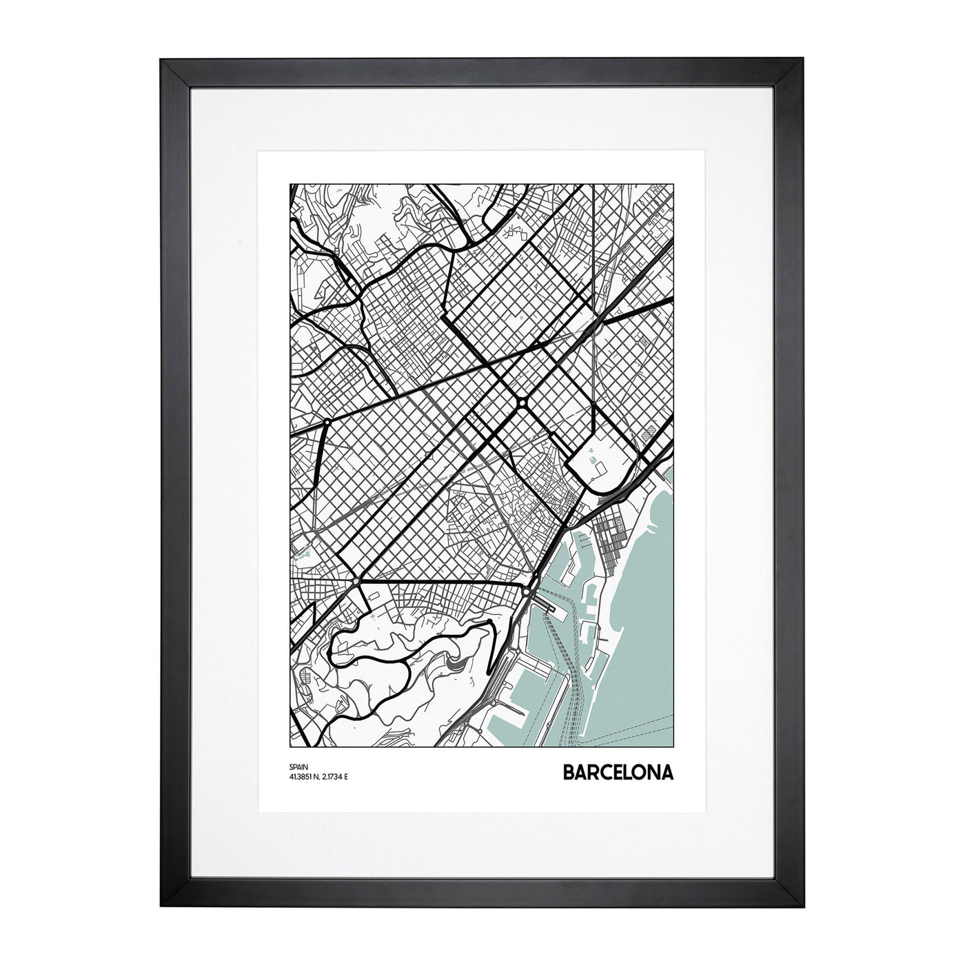 Map Barcelona Spain Framed Print Main Image