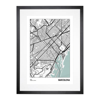 Map Barcelona Spain Framed Print Main Image