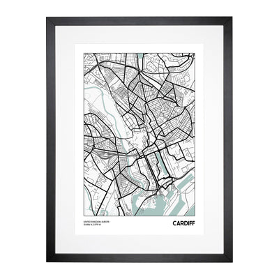 Map Cardiff Uk Framed Print Main Image