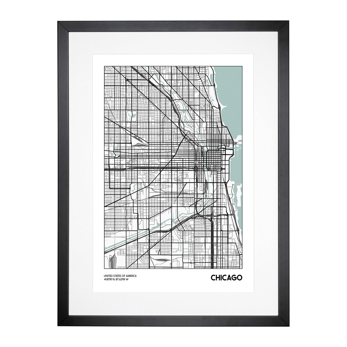 Map Chicago Usa Framed Print Main Image