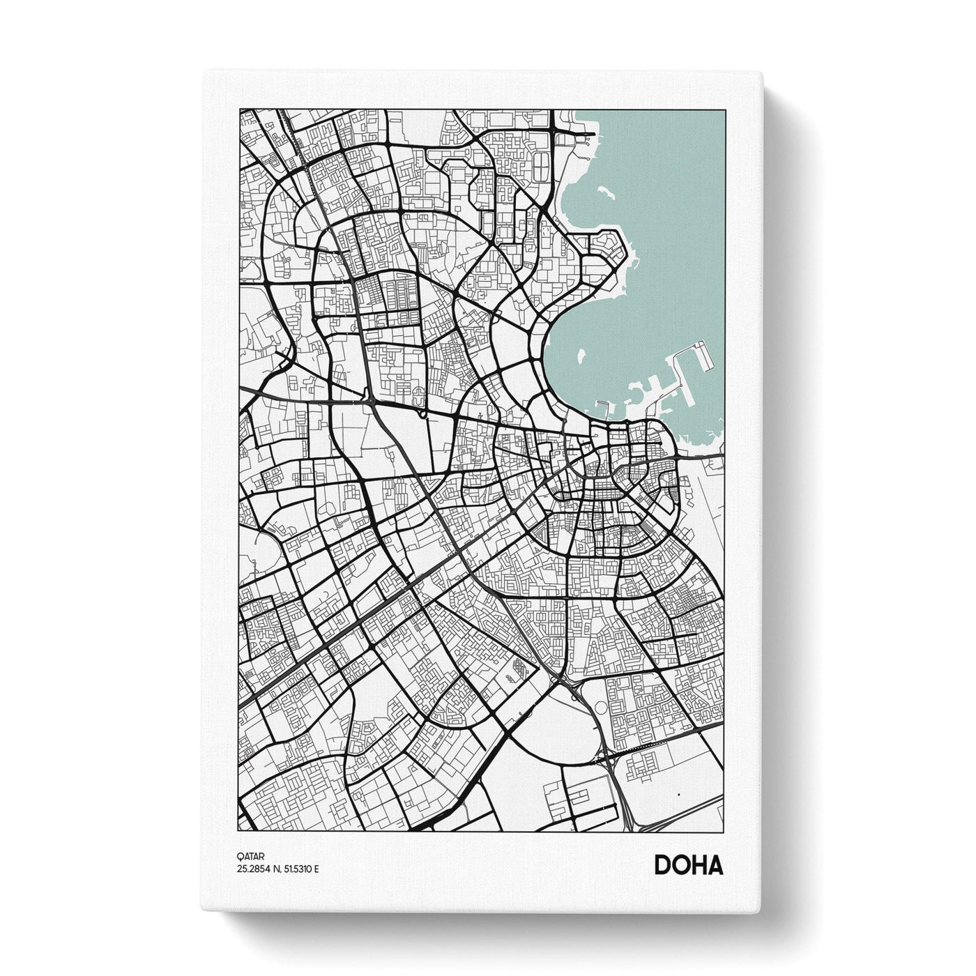 Map Doha Qatar Canvas Print Main Image