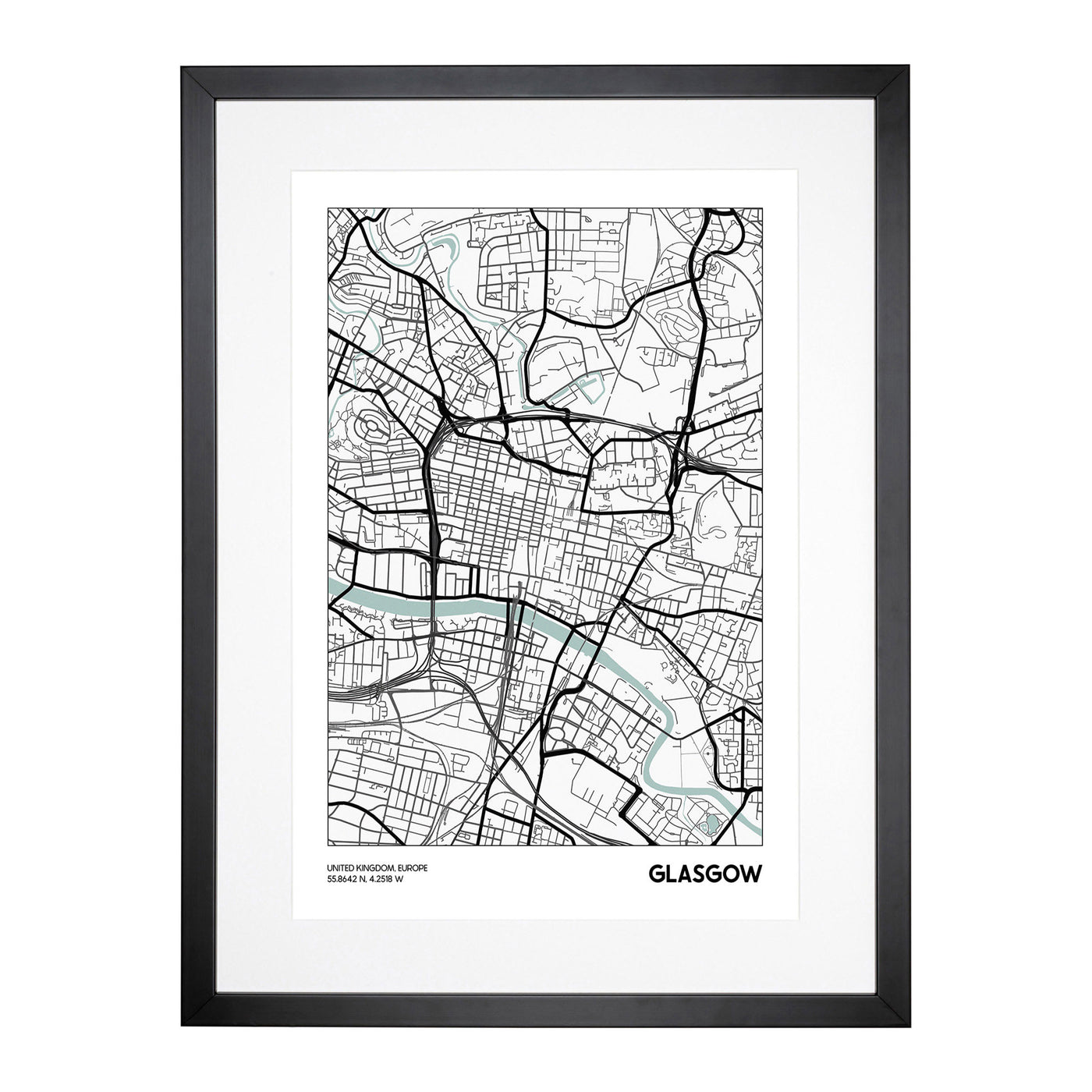 Map Glasgow Uk Framed Print Main Image