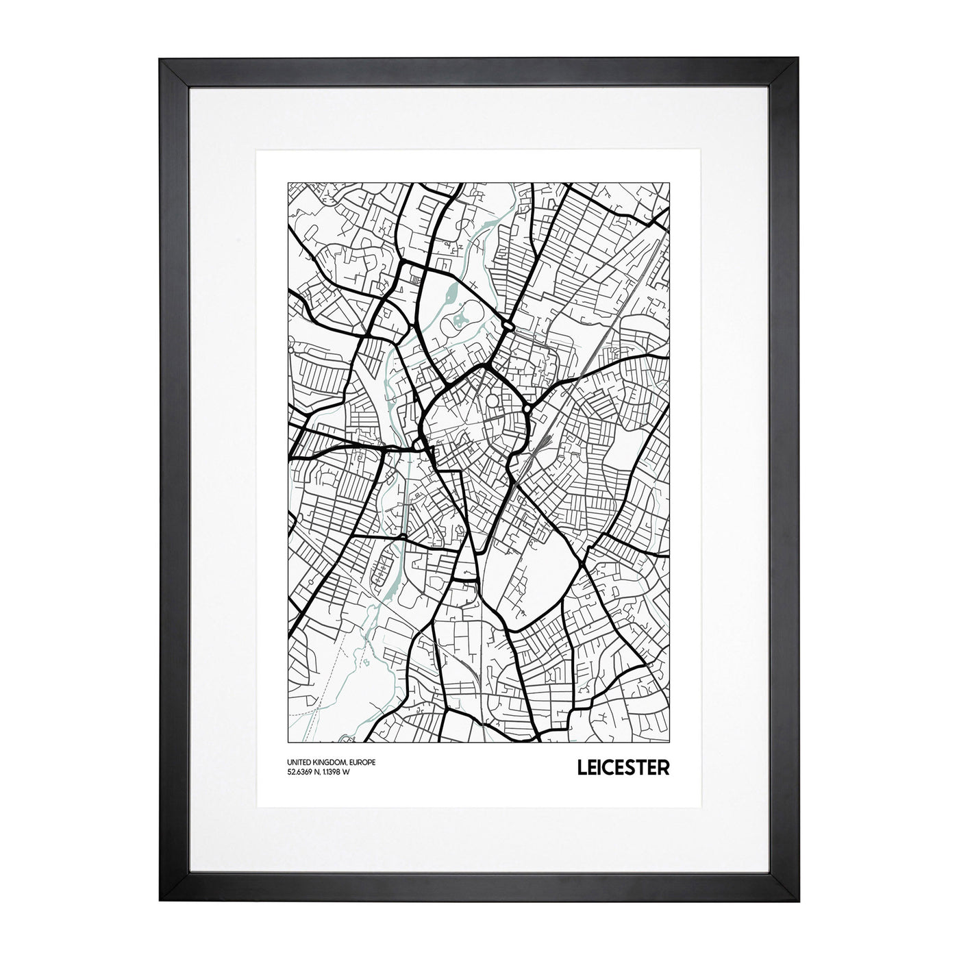 Map Leicester Uk Framed Print Main Image