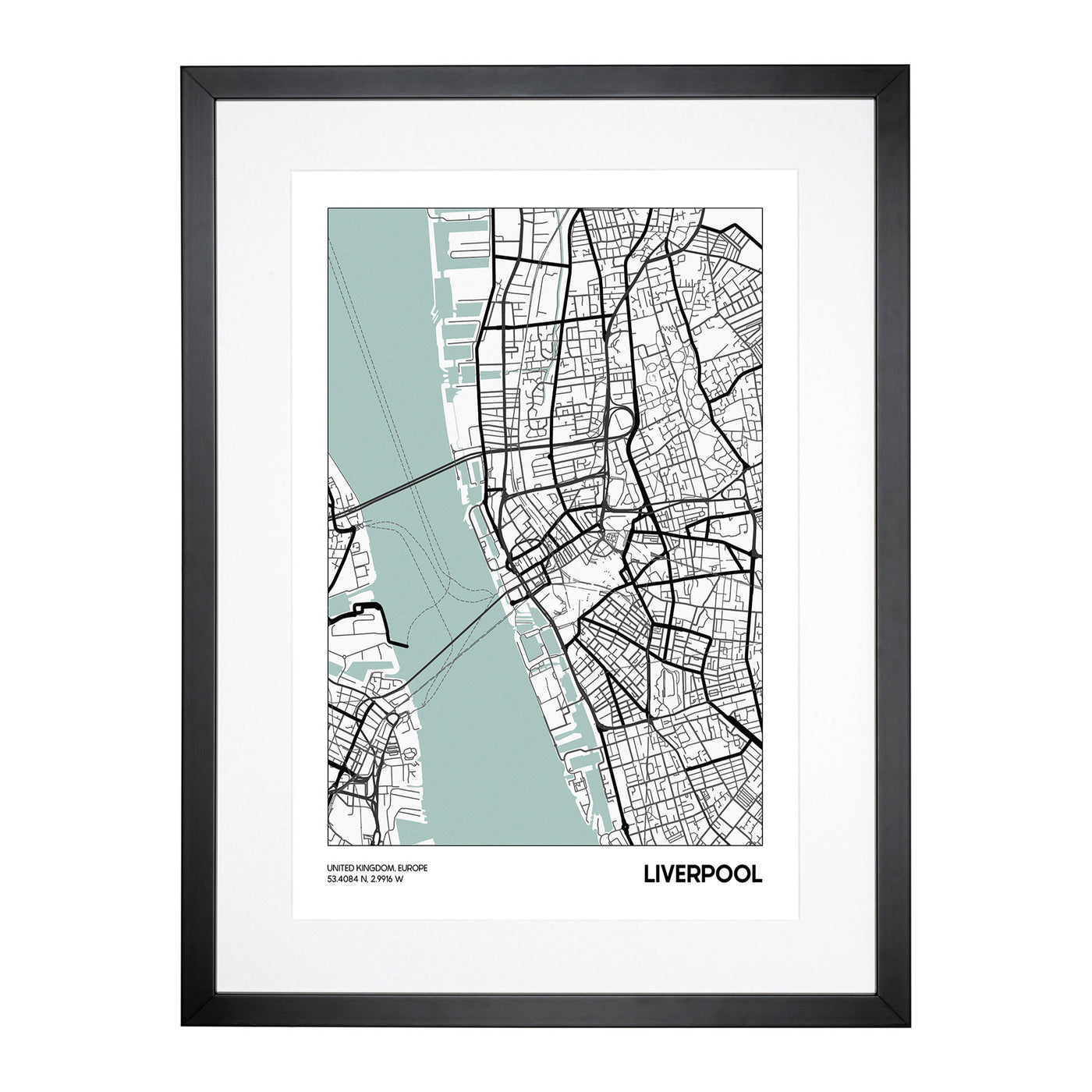Map Liverpool Uk Framed Print Main Image
