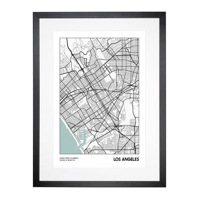 Map Los Angeles Usa Framed Print Main Image