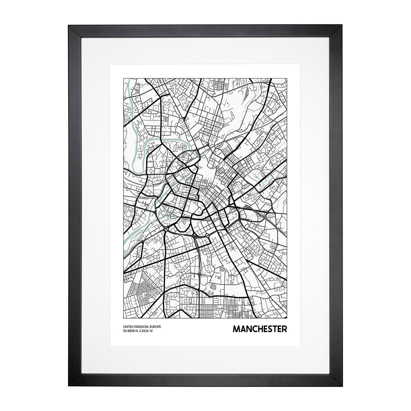 Map Manchester Uk Framed Print Main Image