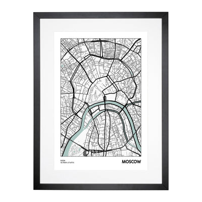 Map Moscow Russia Framed Print Main Image