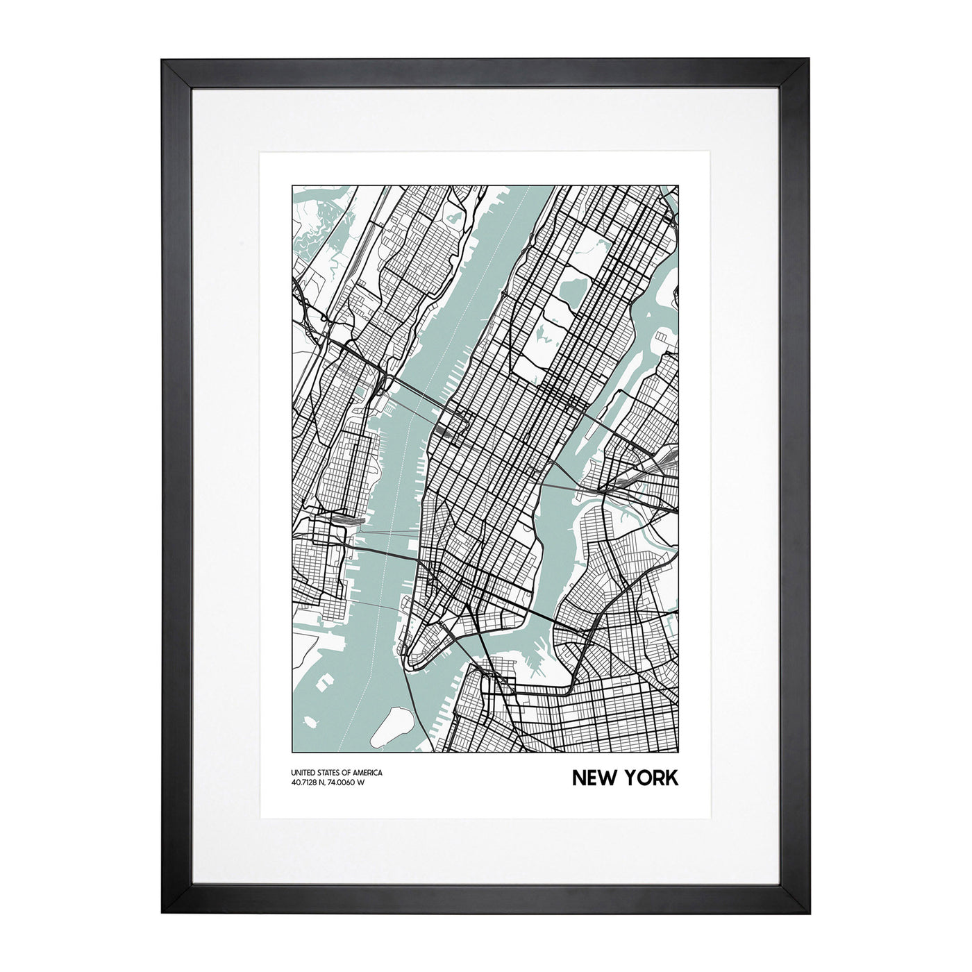 Map New York Usa Framed Print Main Image