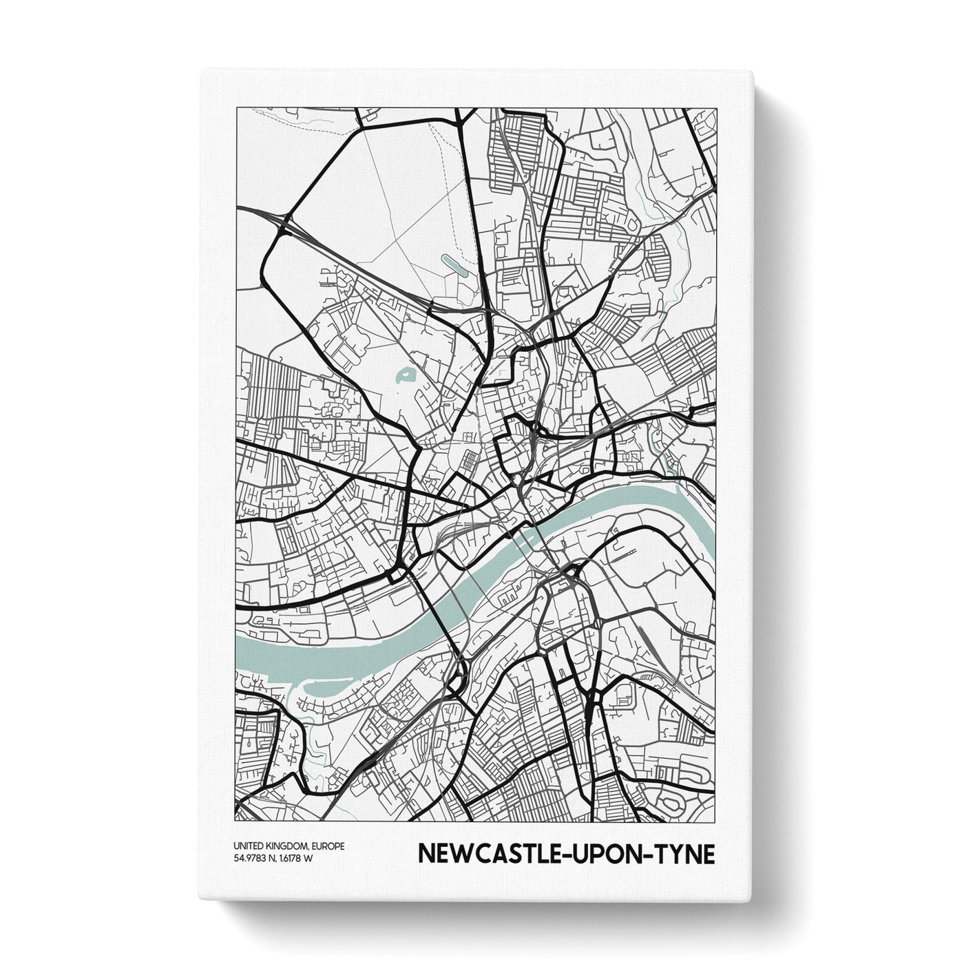 Map Newcastle-Upon-Tyne Uk Canvas Print Main Image