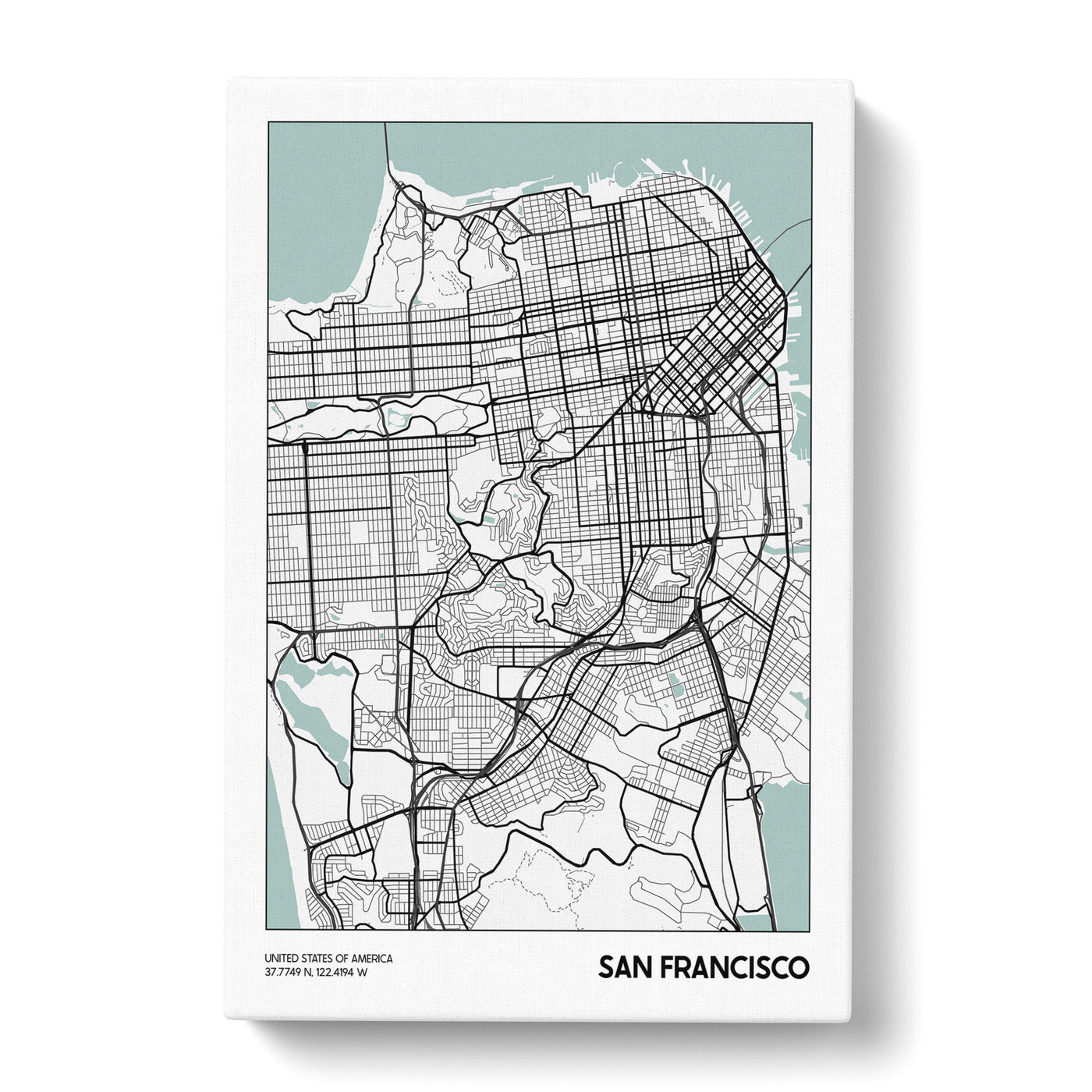 Map San Francisco Usa Canvas Print Main Image