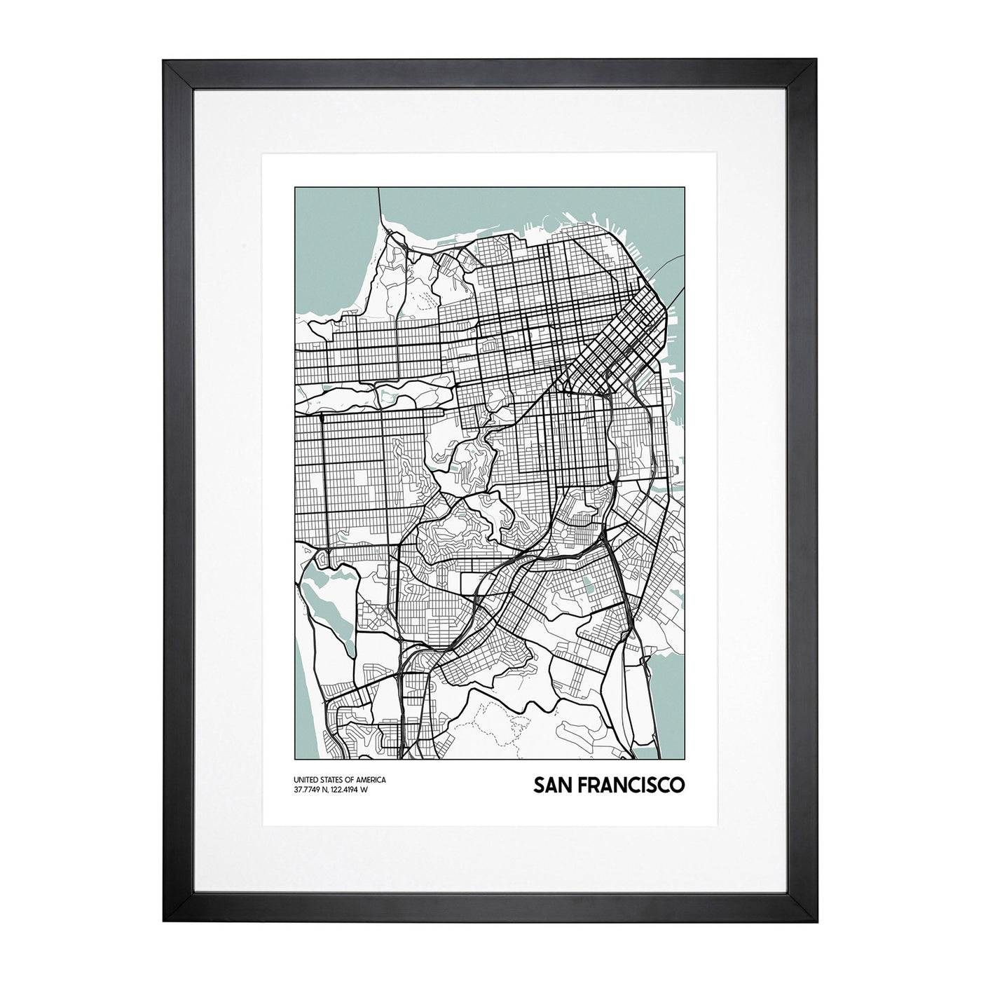 Map San Francisco Usa Framed Print Main Image