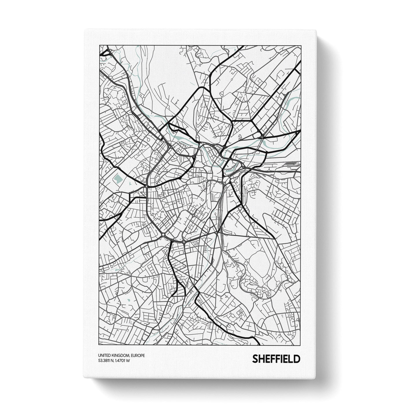 Map Sheffield Uk Canvas Print Main Image