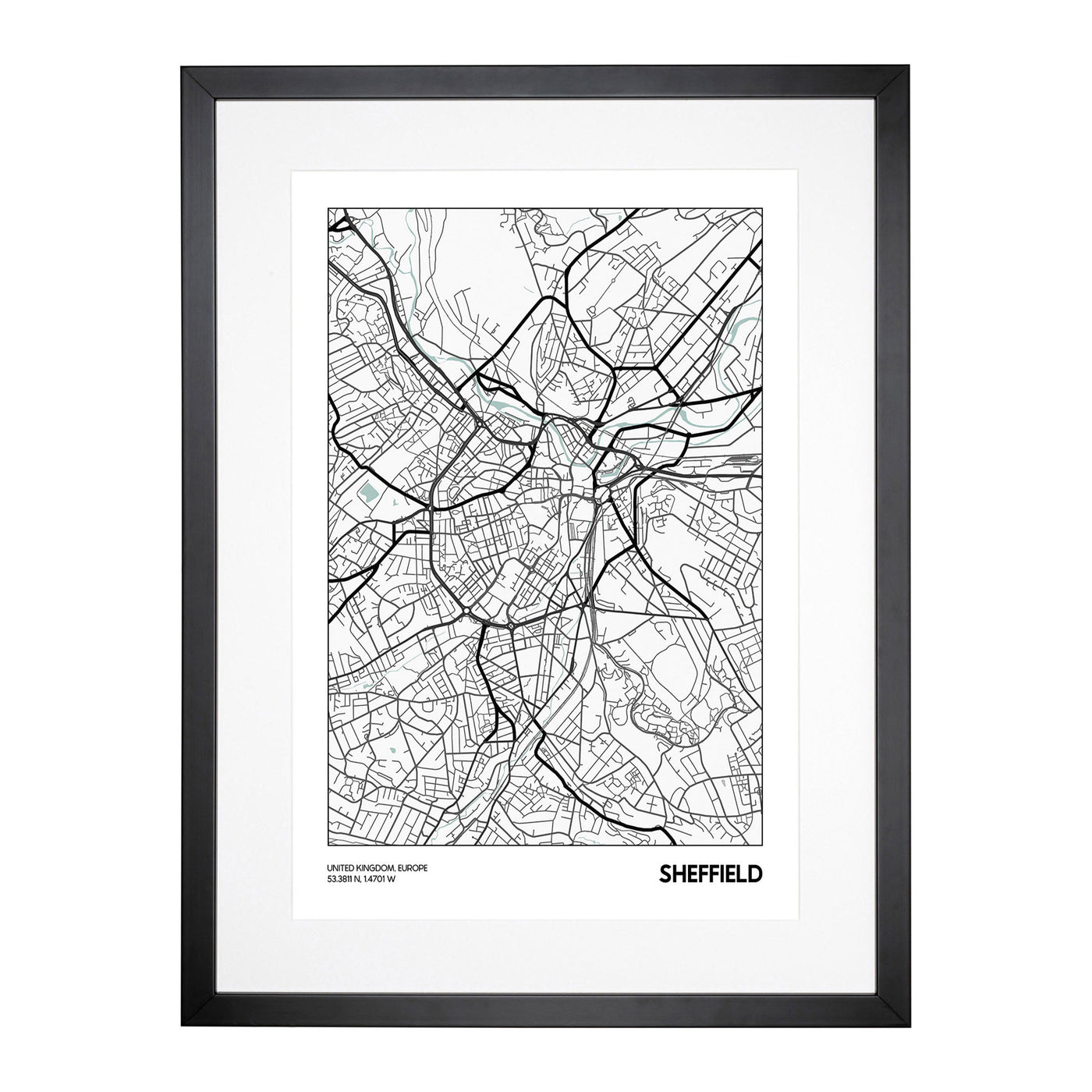 Map Sheffield Uk Framed Print Main Image