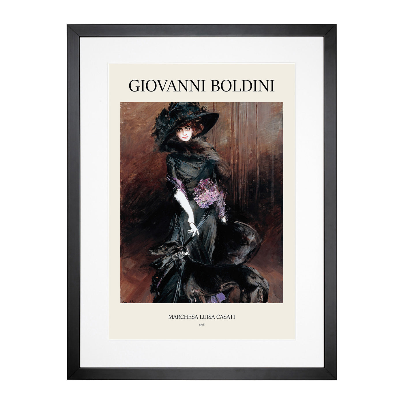 Marchesa Casati With A Greyhound Print By Giovanni Boldini Framed Print Main Image