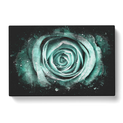 Mint Green Rose Paint Splash Canvas Print Main Image