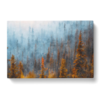 Misty Forest In Banff Canada Painting Canvas Print Main Image