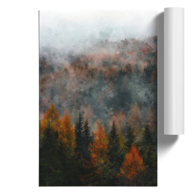 Misty Forest In The Autumn